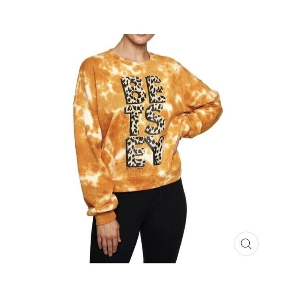 Betsey Johnson Betsey Performance Tie Dye Sweatshirt S Animal Print Logo EUC B74